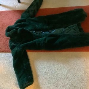 NASTY GAL faux fur green coat